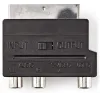 Adaptóir SCART switchable NEDIS breiseán SCART soicéad S-Físe + soicéad 3x RCA dubh