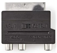 NEDIS Adaptador SCART conmutable Conector SCART Toma S-Video + 3x toma RCA negro (1 of 3)