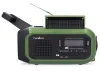 NEDIS portable emergency radio powered by battery from USB solar panel DAB+ FM alarm clock light black-green