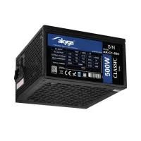 Akyga PC tápegység ATX 500W P4+4 2x PCI-E 6+2 pin 4x SATA 2x Molex APFC 120mm (1 of 5)