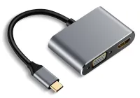 XtendLan конвертор USB C към HDMI (F) 4k и VGA (F) 1080p USB C PD USB 3.0 кутия с покритие (1 of 2)