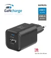 Swissten GAN Power Adapter 1x USB-C 45W PD + 1x USB-A 18W QC Black thumbnail (2 of 3)