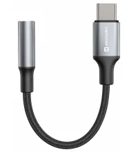 Swissten аудио адаптер текстильный usb-c (штекер) 35 мм aux 015 м черный (1 of 1)